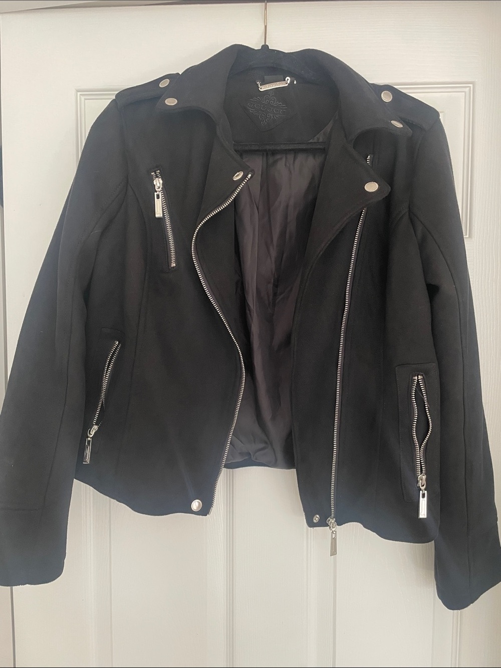 Women's Black Moto Suede Jacket